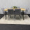 Wooden Brown Dining Table with 6 Grey Velvet Chairs 3