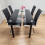 Black White clear Glass Dining Table with 4 Black Chairs 10