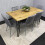 Wooden Brown Dining Table with 6 Grey Velvet Chairs 6
