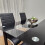 Black White clear Glass Dining Table with 4 Black Chairs 7