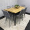 Wooden Brown Dining Table with 6 Grey Velvet Chairs 10