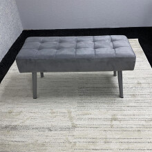 Grey Velvet Padded Dining Bench with Metal Legs 90 cm Length