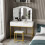 2 Drawer Dressing Table Makeup Desk Cosmetic Table with LED Lights 1
