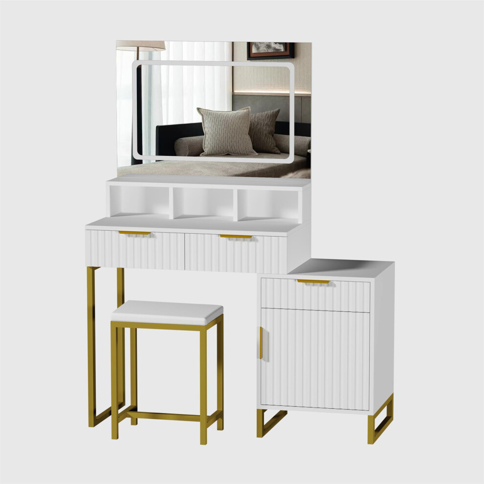Dressing Table Set with Hollywood LED Lights Mirror Makeup Table
