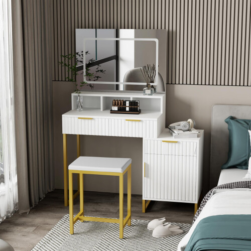 Dressing Table Set with Hollywood LED Lights Mirror Makeup Table 1