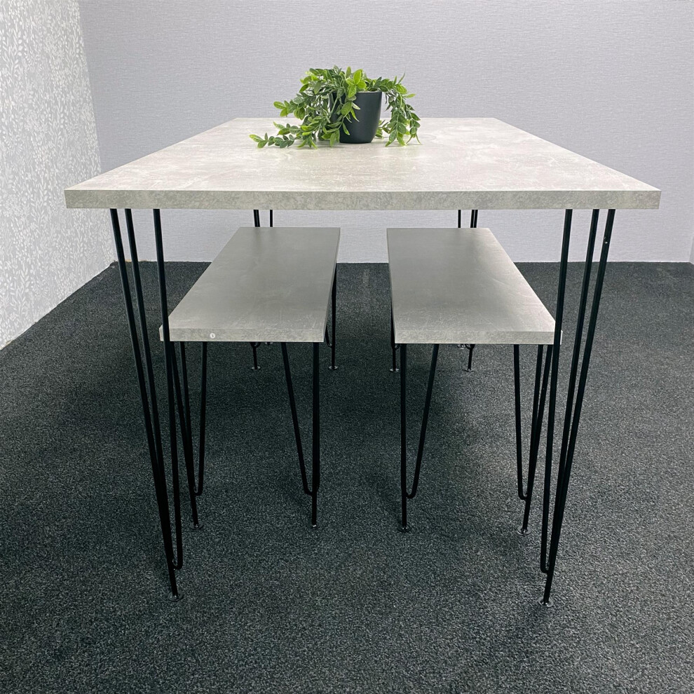 Kosy Koala Modern Grey Dining Table with 2 Benches Dining Room Furniture-image-OPC-PGYRXR7-NEW