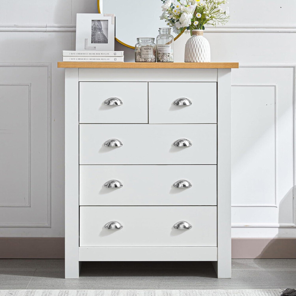 4-Drawer Chest for Bedroom Light Wood White Dresser Storage Cabinet