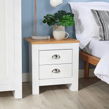 5-Drawer Dresser with Light Wood Top, White Bedroom Storage Chest