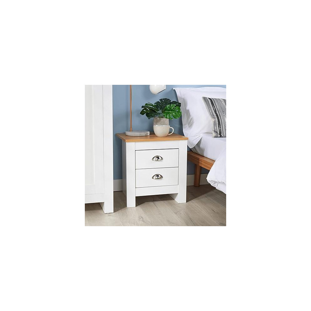 5-Drawer Dresser with Light Wood Top, White Bedroom Storage Chest