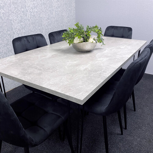 6 Seater Dining Table With Velvet Chairs Set 1