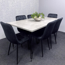 6 Seater Dining Table With Velvet Chairs Set
