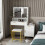 White Hollywood Dressing Table with Drawers and LED Lighted Mirror 1