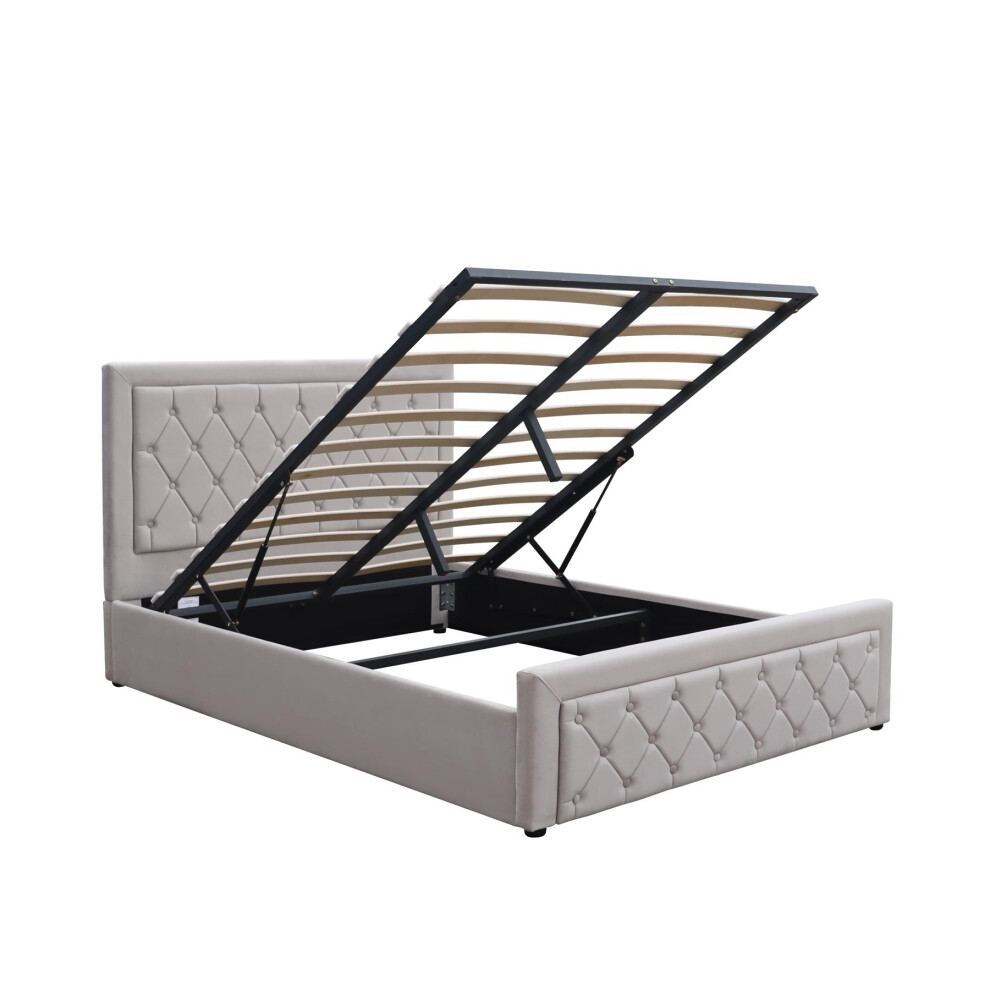 Kosy Koala Ottoman Storage Gaslift Bed 4Ft6 Double Velvet With Foam Mattress Grey