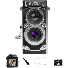 Vintage Mini Digital Camera, Portable TLR Style Retro Point and Shoot Compact Small Pocket 1080P FHD Video