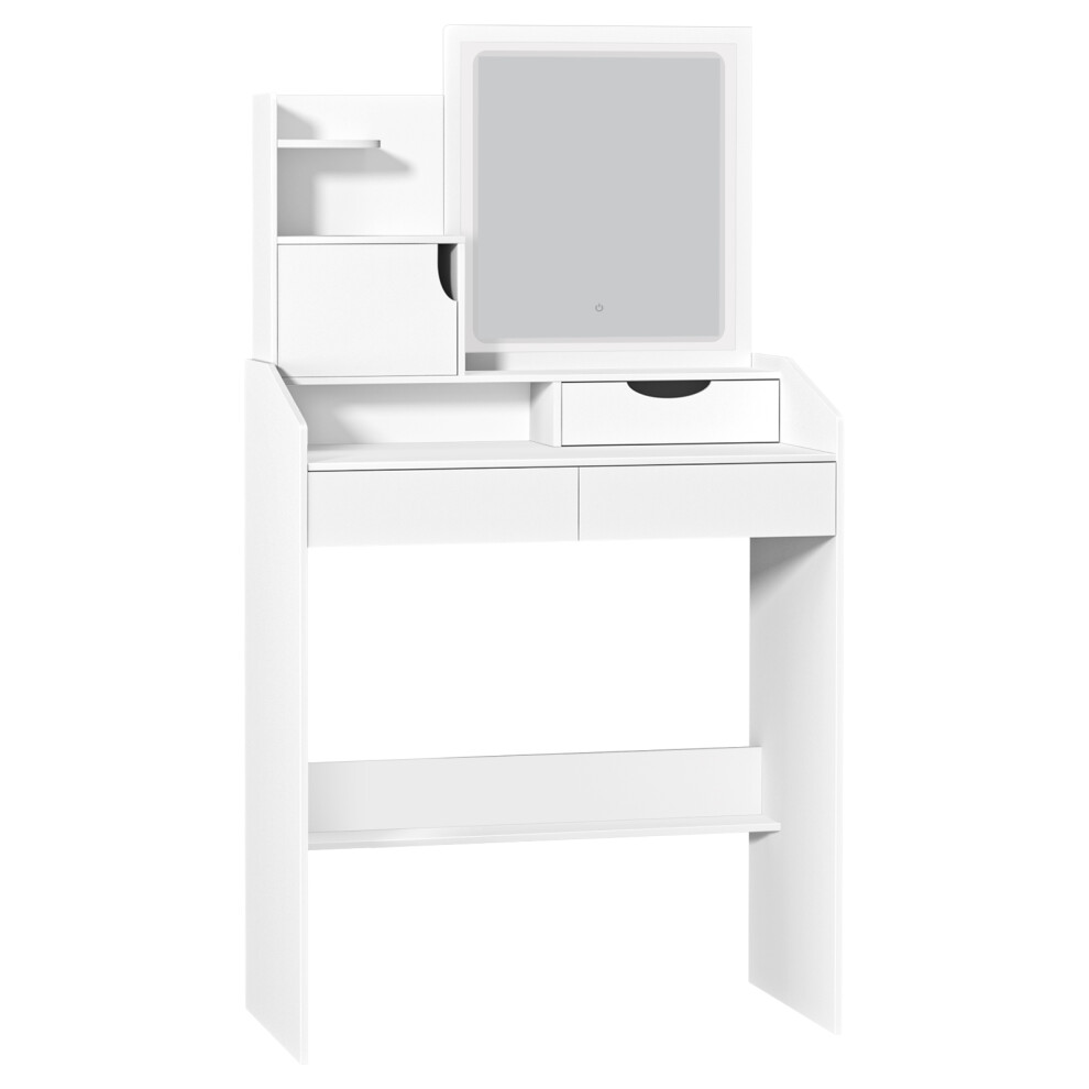 Coiffeuse avec miroir et éclairage LED, 2 tiroirs, table de maquillage