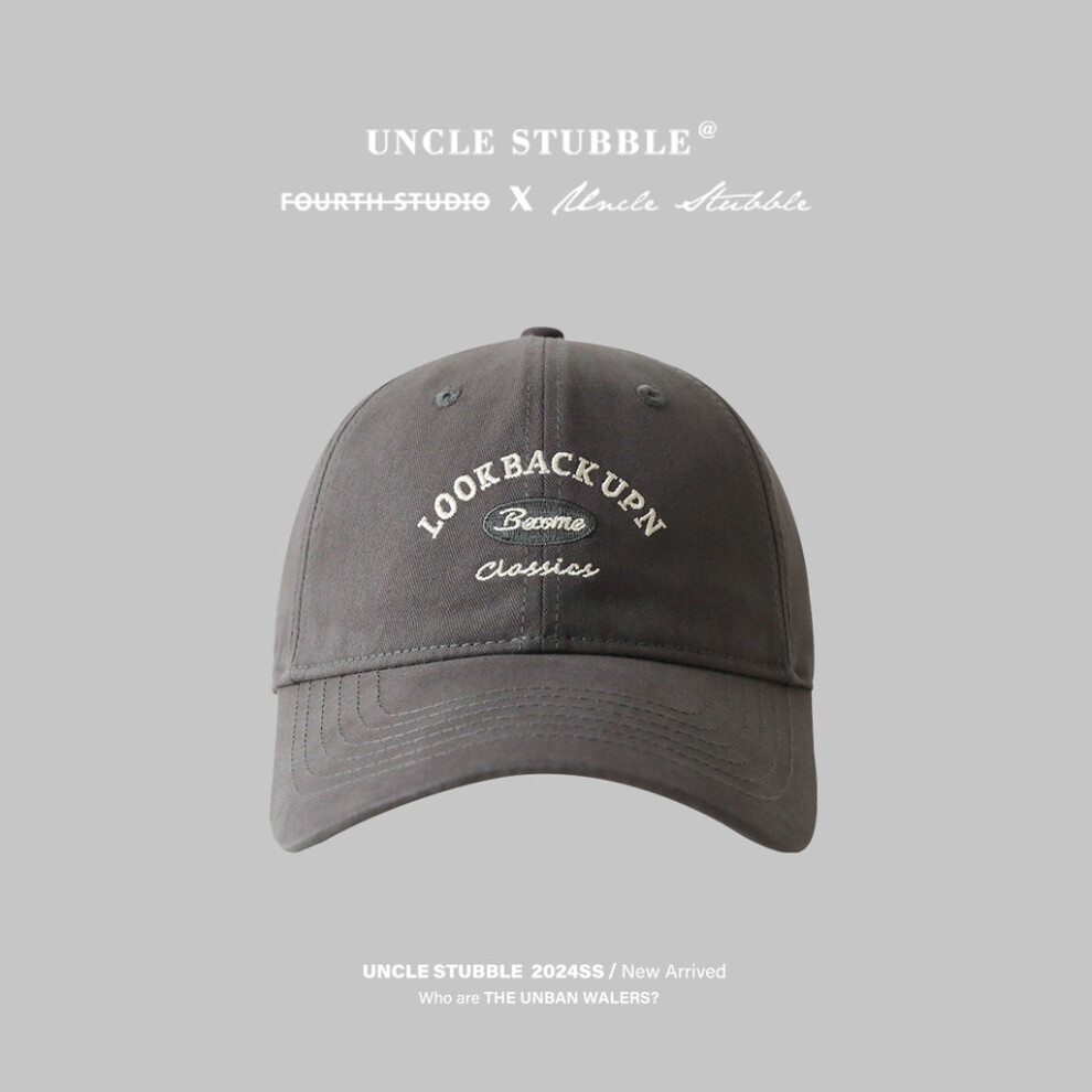 (Gray) Cap Baseball With Look Back Upn Letter Embroidery For Men And Women Adjustable-image-OPC-PGYSBV2-NEW