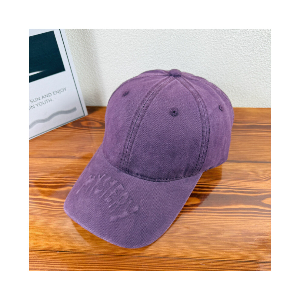 (Purple) Cotton Cap Baseball With Emblem Design For Spring Fashionable Sun Protection-image-OPC-PGYSCWY-NEW