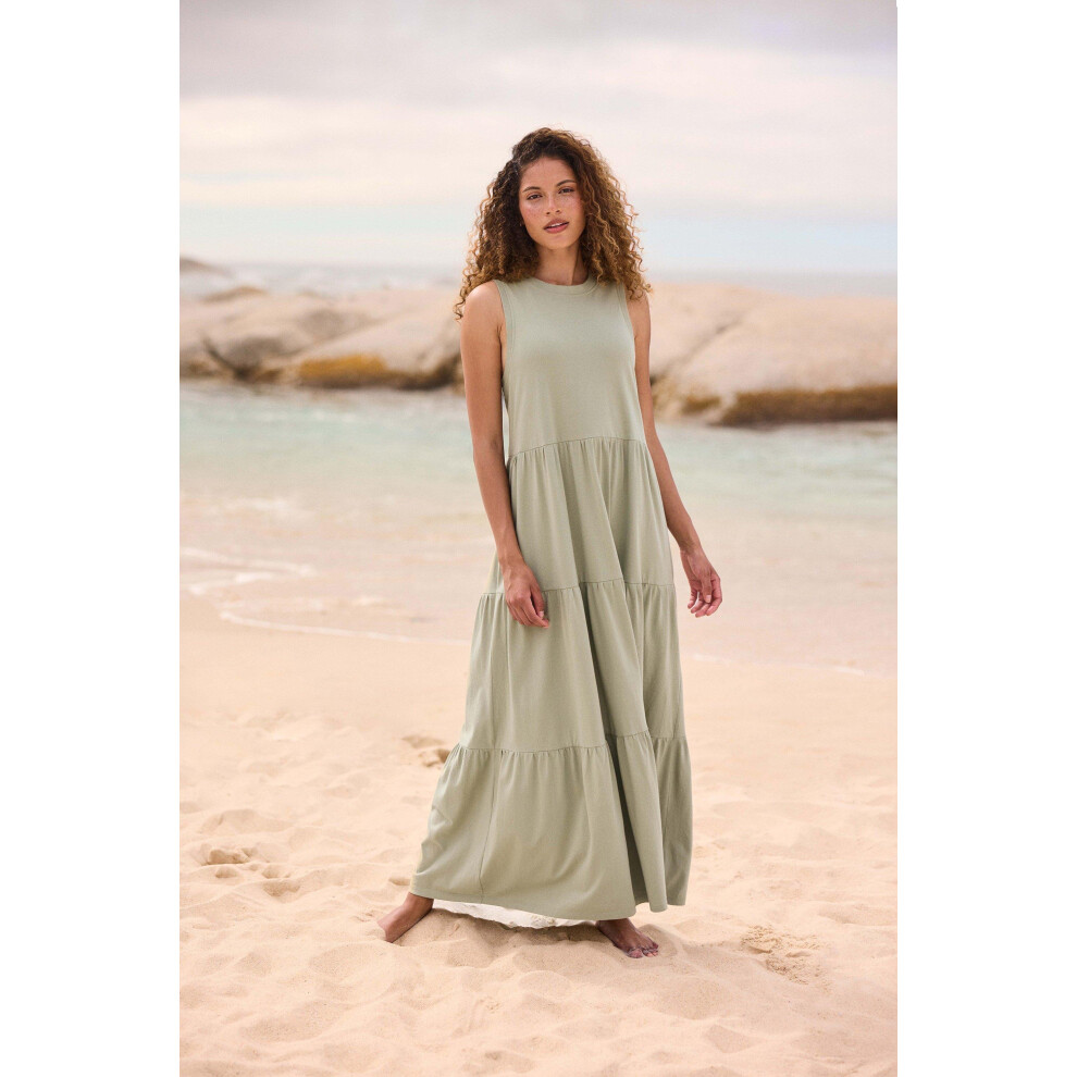 (14 UK, Light Khaki) Animal Womens/Ladies Jersey Maxi Dress