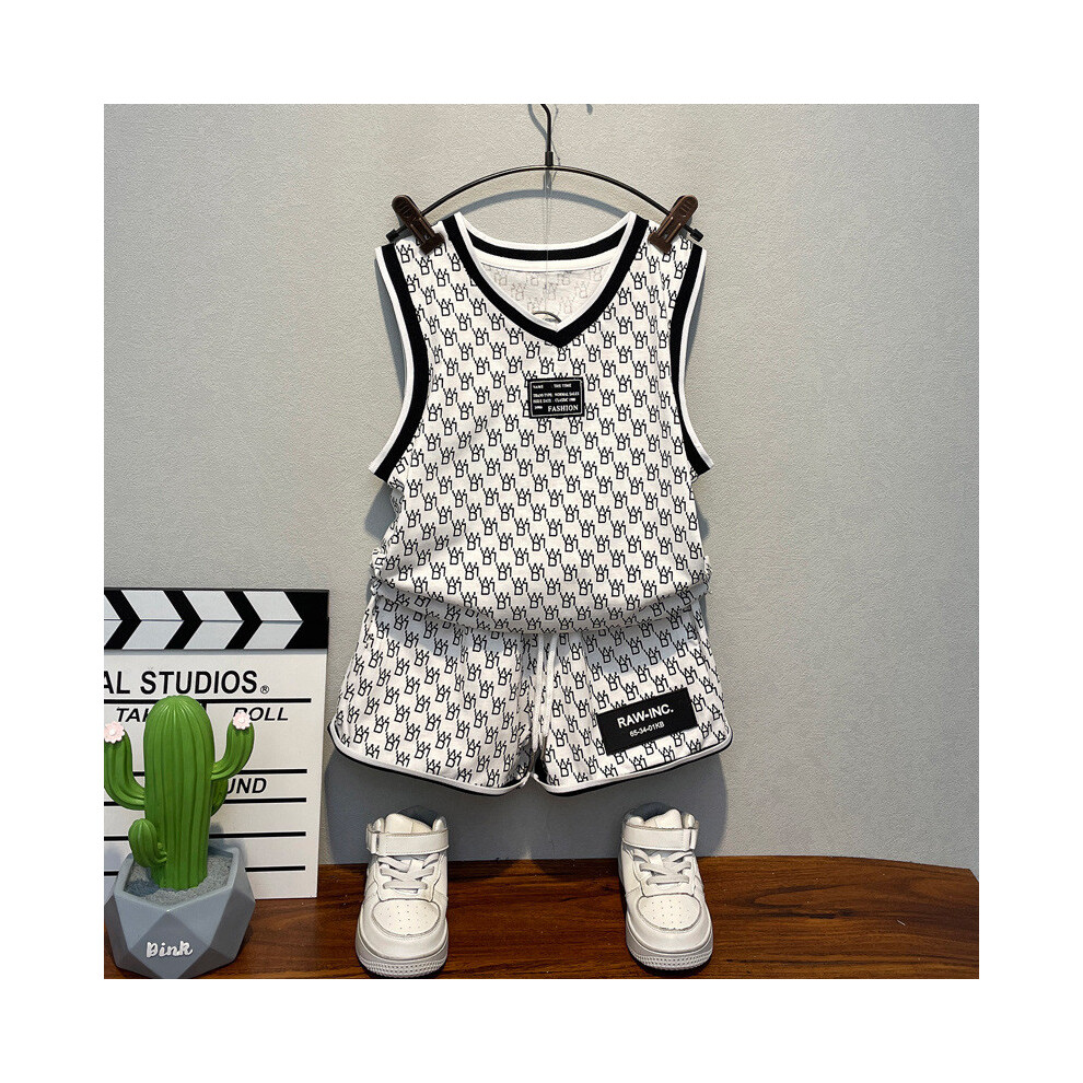 (White,100cm)Ensemble gilet sans manches et short mi-long moderne garçon tenue mode été adorable enfant pour