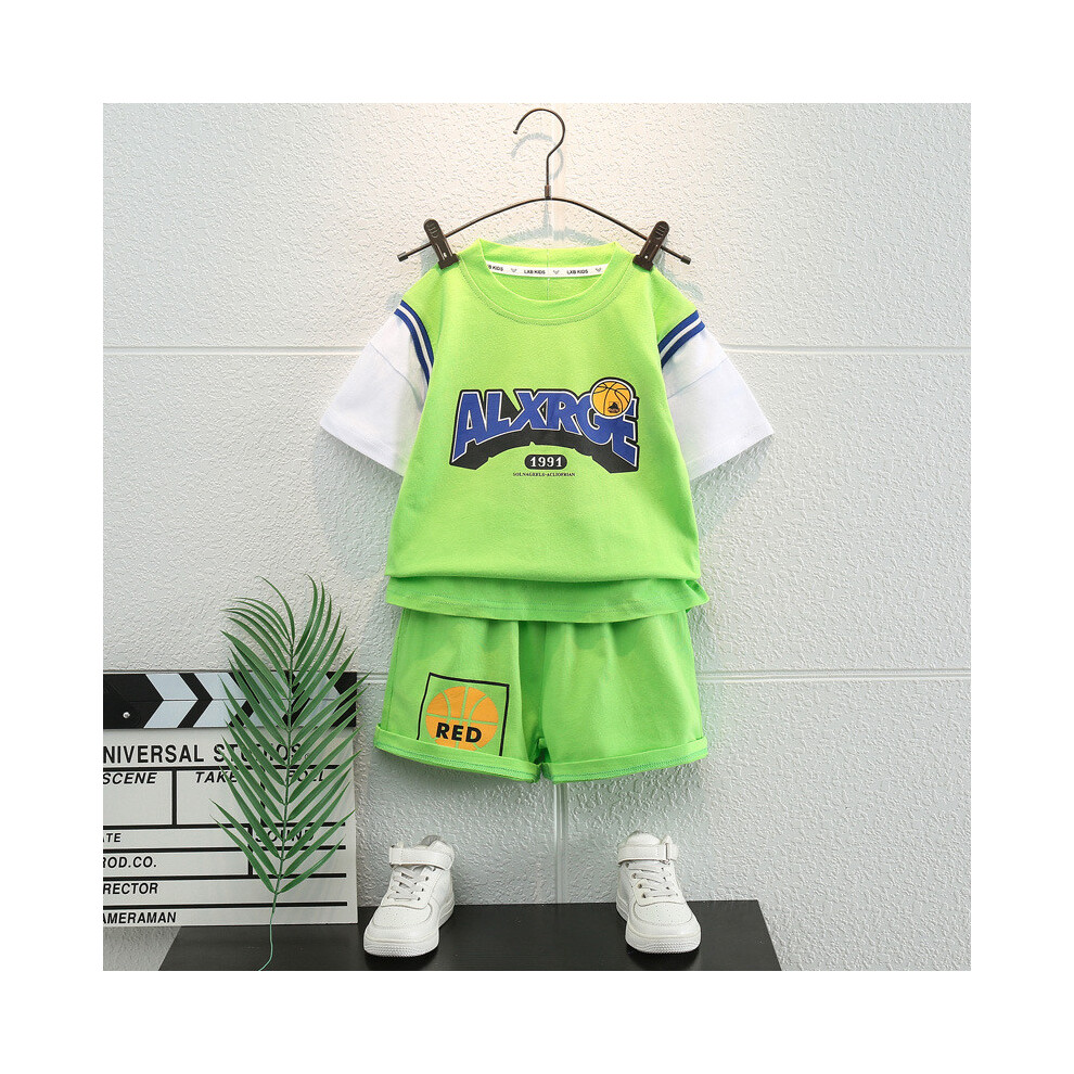 (Green,90cm)Ensemble de tenue de basketball chic garçon pour été léger manches courtes vêtements de sport pour enfants