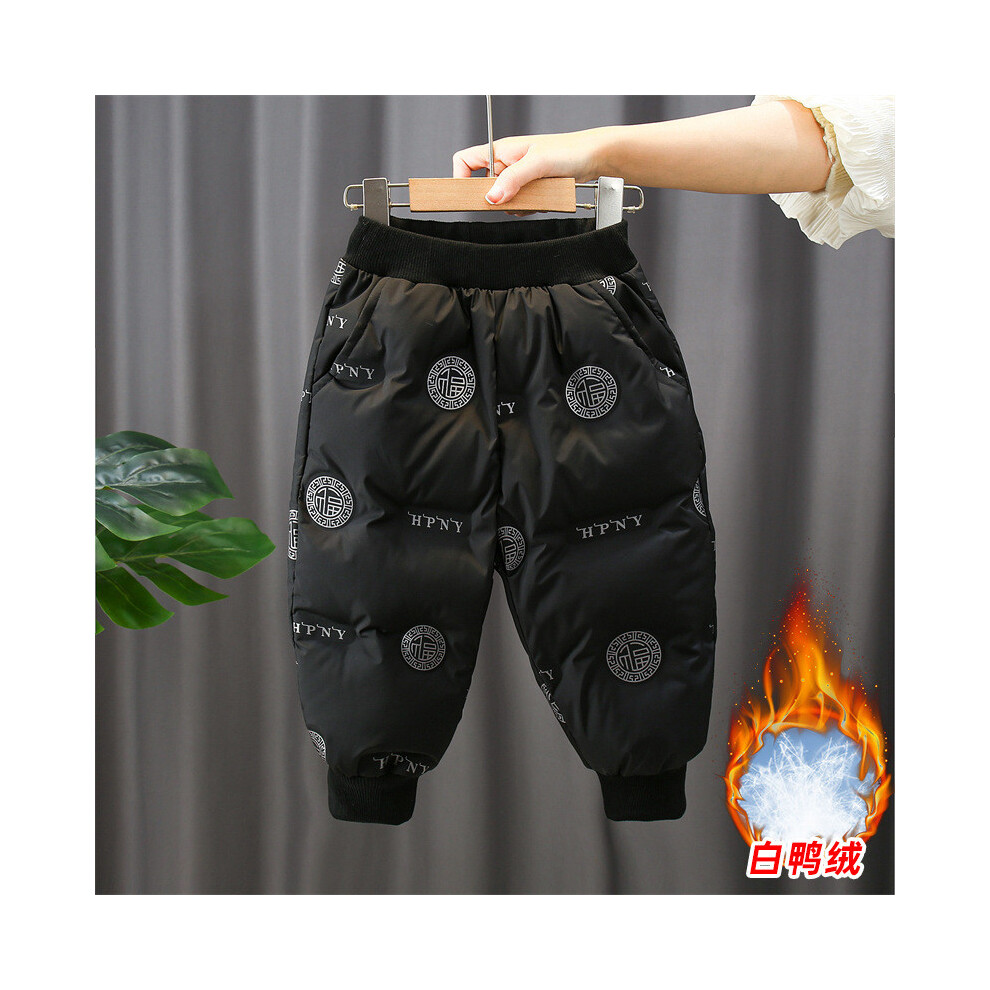 (Black Pants,150cm)Combinaison hiver garçon tendance avec doudoune peluche gilet et pantalon épais parfait par temps froid