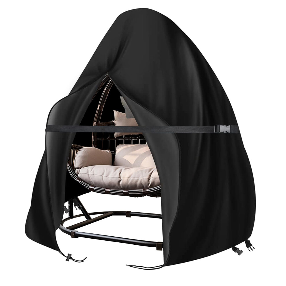 Double Egg Chair Cover, Black, Waterproof, 2 Seat Heavy Duty, H220cm x Dia200cm, 420D Oxford Fabric