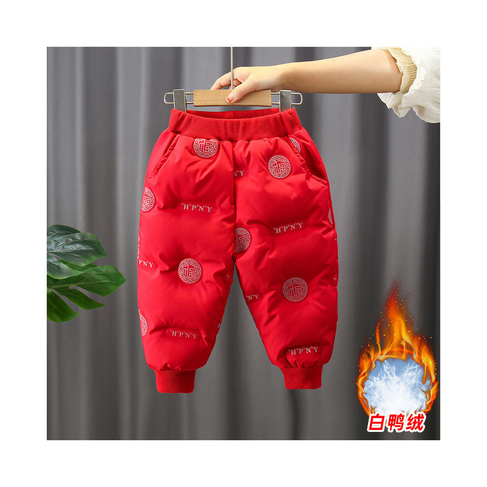 (Red Pants,90cm)Combinaison hiver garçon tendance avec doudoune peluche gilet et pantalon épais parfait par temps froid