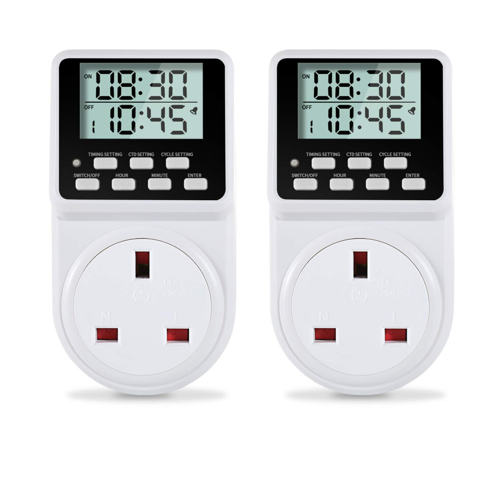 24 Hour Digital Electric Timer Plug Socket Uk With On-Off Repeat Cycle Timer, Daily Program And Countdown For Lights And Home Appliances, 13A / 240V 5013400837577