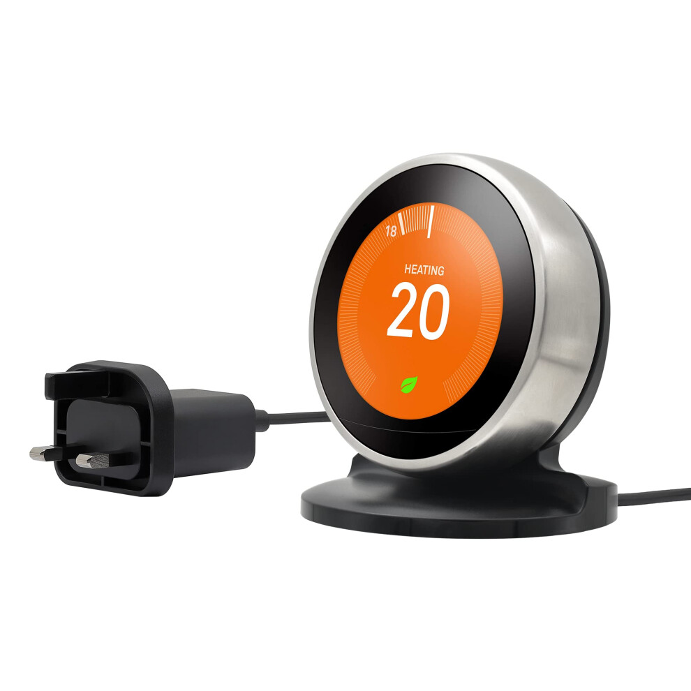 Stand with Power Cable and Adapter for Google Nest Learning Thermostat 3rd Generation (Black)
