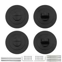 2 Pair 52MM Matt Black Bathroom Escutcheon Polished Nickel Turn and Release Set