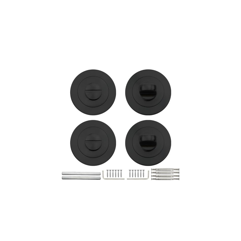 2 Pair 52Mm Matt Black Bathroom Escutcheon Polished Nickel Turn And Release Set 5013400839564