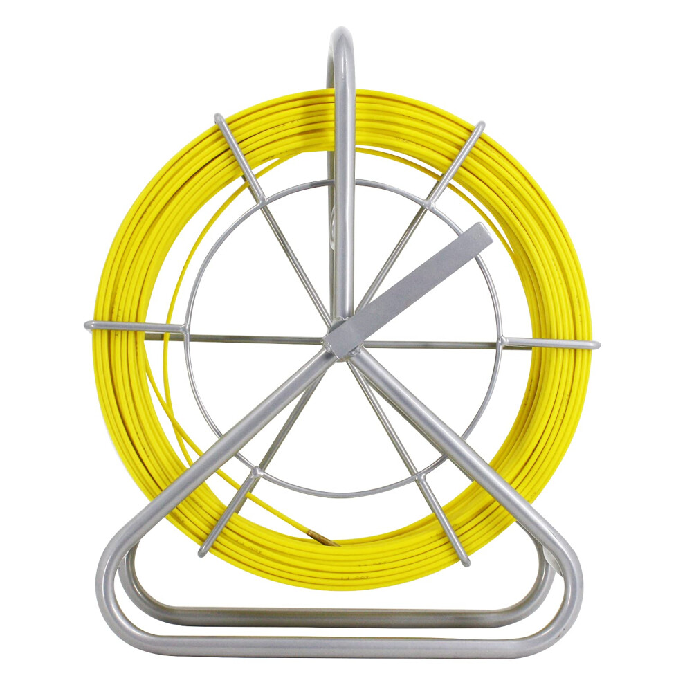 1/4" 500Ft Cable Duct Rodder Steel Reel Stand With Brake Fiberglass Fish Tape Continuous Reel Wire Cable Running Cable Puller Running Rod Duct 5013400841307