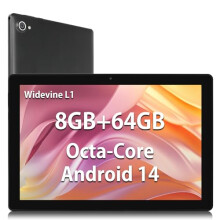Tablet 10 Inch Android 14 Tablets with 1280x800 HD IPS Touchscreen Octa-Core Processor 8 GB RAM + 64 GB ROM (Expand to 1 TB) 5 MP + 8 MP Dual Camera
