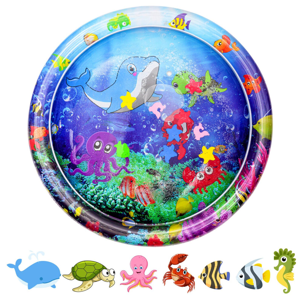 Tummy Time Mat, Inflatable Tummy Time Water Mat, Newborn Toys Play Mat Baby Playmat Sensory Toy, Baby Water Play Mat for Infants and Toddlers 3 Months