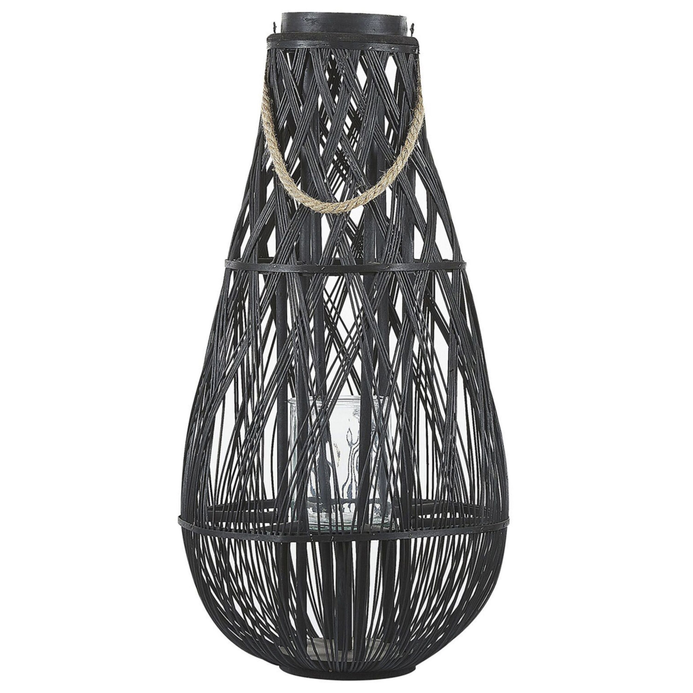 Lantern TONGA Bamboo Wood 77 cm Black