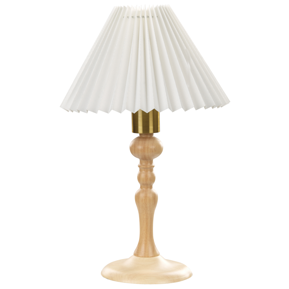 Table Lamp COOKS Wood Light Brown/ White