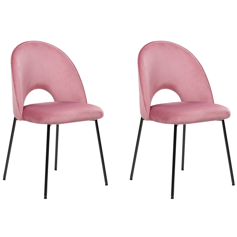 Set of 2 Dining Chairs COVELO Velvet Pink