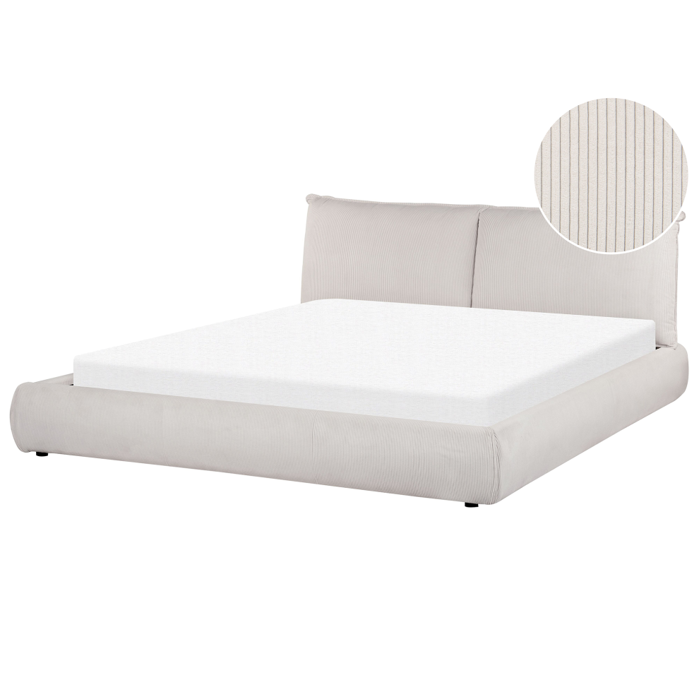 Bed Corduroy VINAY 180 x 200 cm (EU Super King) Light Beige