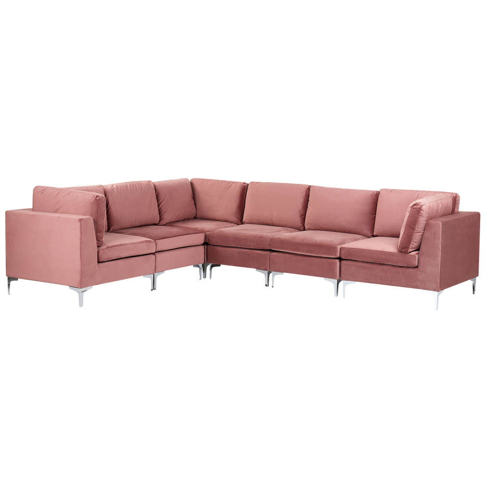 Modular Corner Sofa EVJA Velvet Pink 6 Seater Right Hand