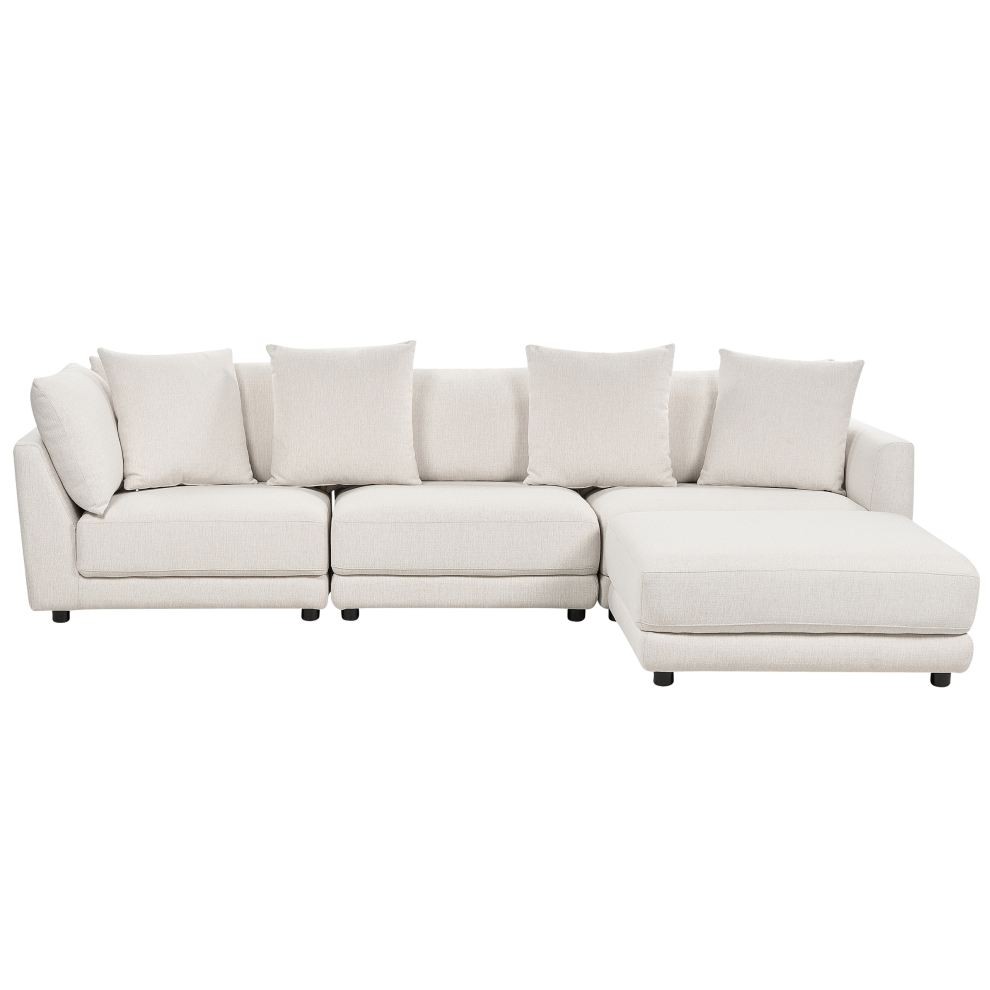 Sofa SIGTUNA Fabric Off-White with Ottoman 3 Seater