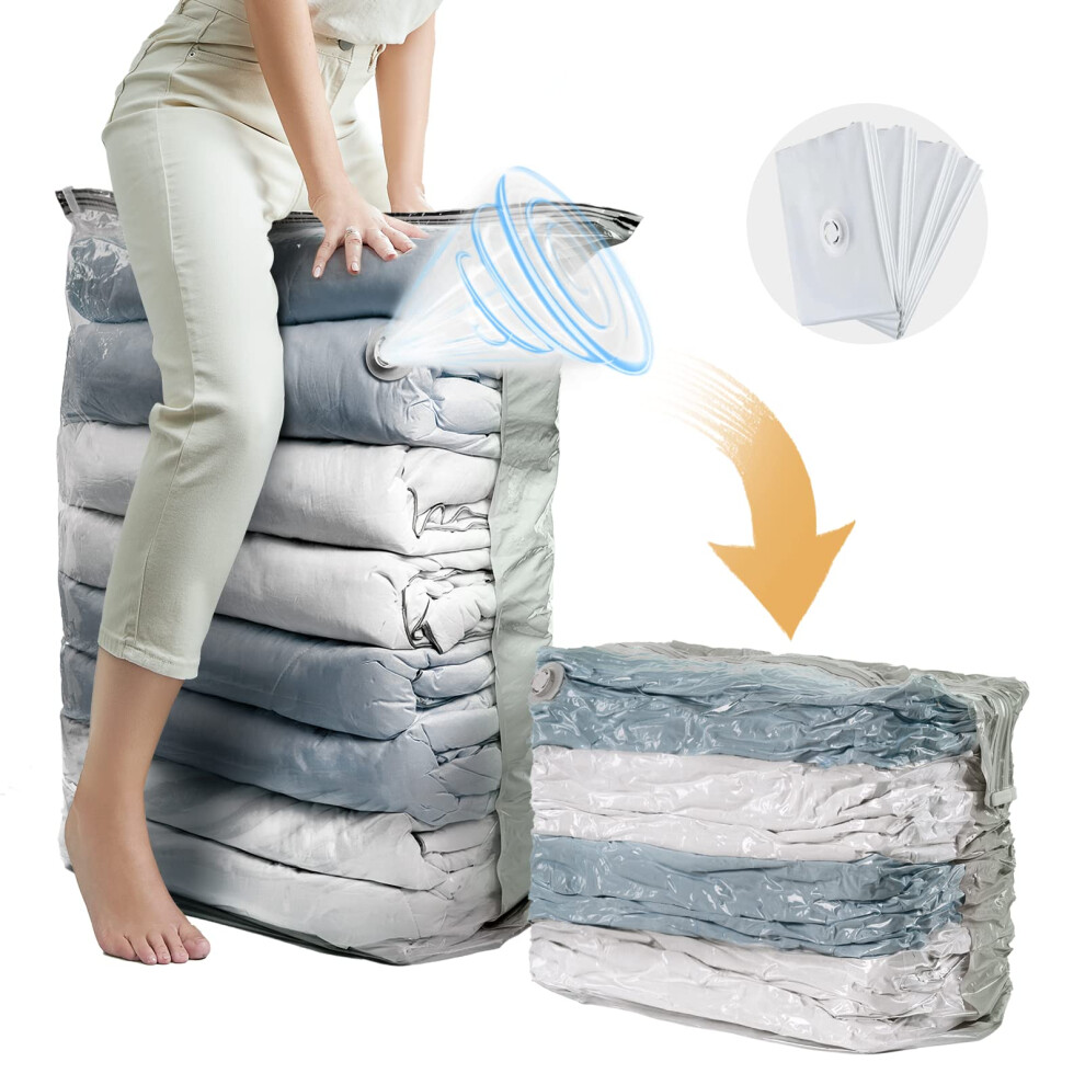 Cube Vacuum Storage Bags 4 Pack,Jumbo (80x100x38 CM), Extra Large Vacuum Storage Bags for Clothes Duvet Comforters Blankets Bedding Travel,Compression