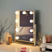Vanity Mirror with Lights Makeup Mirror with Lights 9 LED Bulbs Lighted Hollywood Mirror Light up Vanity Mirror 360 Rotation 3 Color Lighting Modes