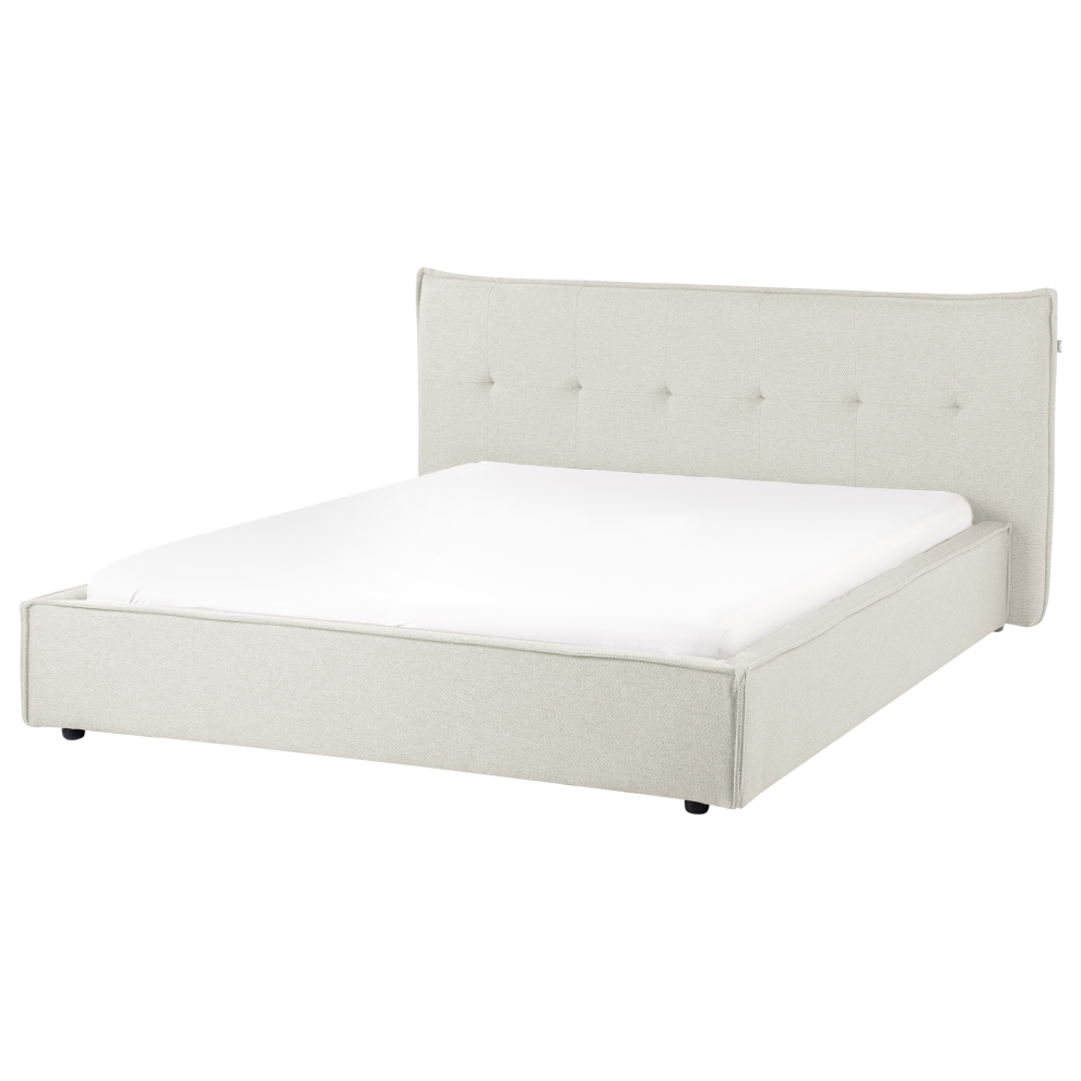 Bed Faux Linen LESTRE 160 x 200 cm (EU King Size) Off-White