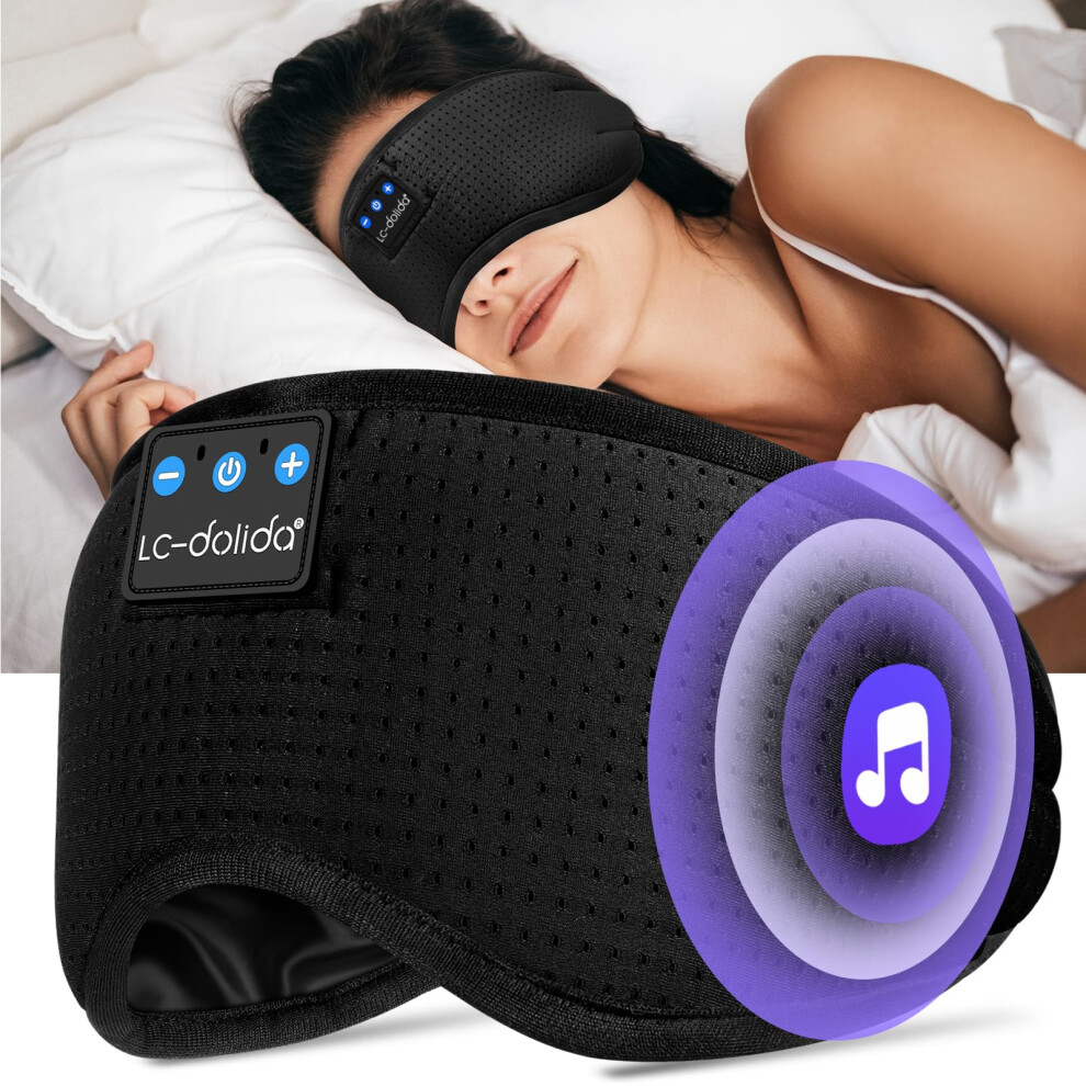 Bluetooth Sleep Mask Headphones,100% Blackout Sleep Headphones Eye Mask for Sleeping with Travel Bag,Eye mask with Bluetooth Headphones for Travel,Nap