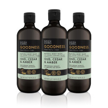 Goodness Oud, Cedar and Amber Body Wash, 500 ml (Pack of 3) - Vegan Friendly
