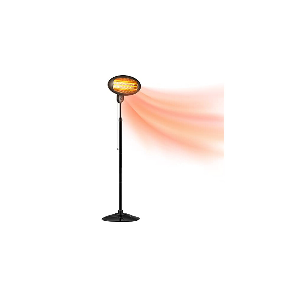 Electric Quartz Patio Heater Garden Heater Waterproof Outdoor Free Standing 2000W