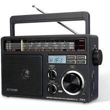 TR618 Portable FM AM SW Radio, Digital Shortwave Radio, Mains and Battery, Vintage Transistor, Antenna, Headphones Jack USB TF, Site, Work, Bathroom,