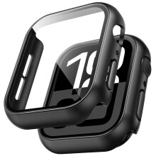 TAURI 2-Pack Hard Case for Apple Watch Series 10 46mm with 9H Tempered Glass Screen Protector, 360 Shockproof, Scratch-Resistant Cover - Black