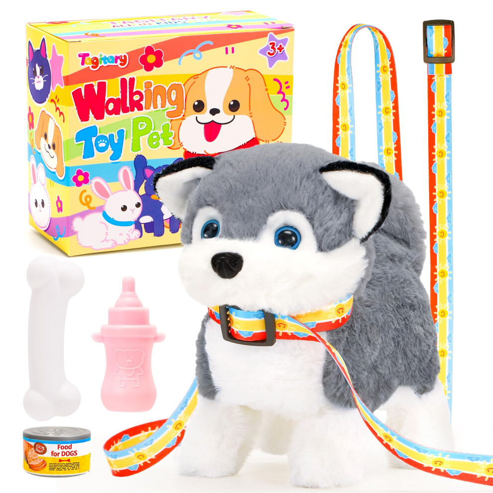 Tagitary Plush Toy Electronic Dog Toys For Kids,Interactive Pet Puppy Walking,Barking And Tail Wagging,Fake Dog Toy With Leash,Easter Christmas Birthday Gift