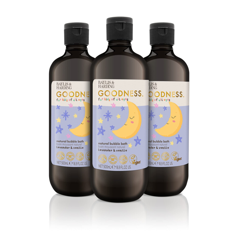 Goodness Kids Lavender & Vanilla Natural Bubble Bath, 500 ml (Pack of 3) - Vegan Friendly